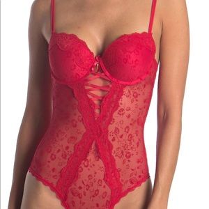 Rachel Roy Red Lingerie bodysuit Lace Floral